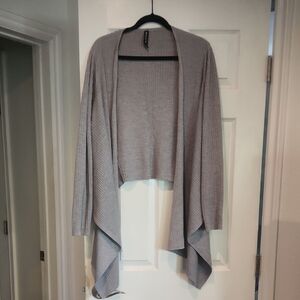 NWOT Athleta Sz XL Solstice Wrap Grey Cardigan Ribbed Knit Activewear Cozy